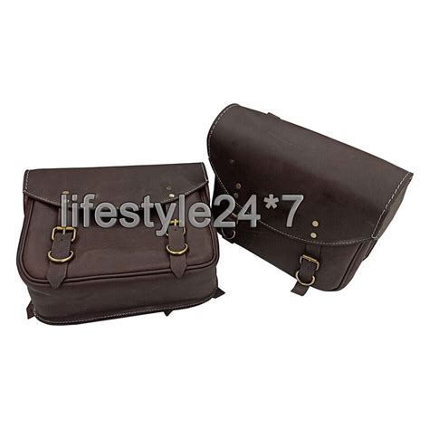 Royal Enfield Leather Saddle Bags Pair Rusty Brown Classic 500cc 350cc Ebay