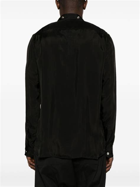 Rick Owens V Neck Satin Finish Shirt Black Farfetch