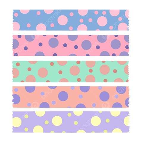 Cute Washi Tape Vector Art Png Washi Tape With Polkadot Pastel Pattern