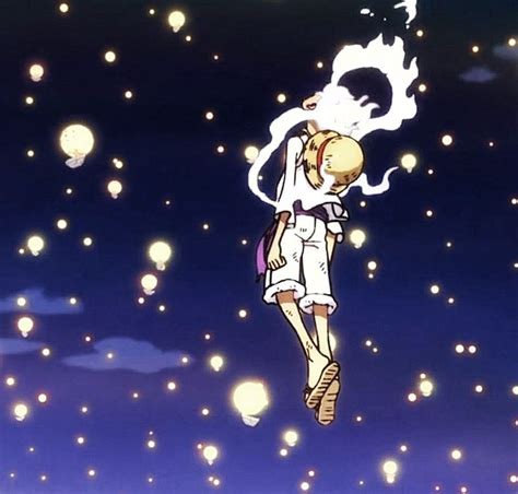 An Anime Character Floating In The Air Surrounded By Balloons And Stars