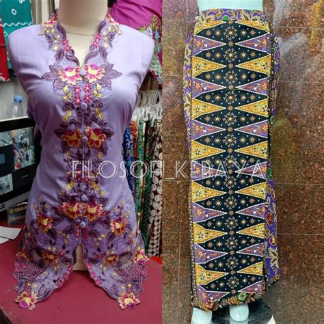 Jual Fk Set Kebaya Encim Katun Bordir Dewasa Lengan Panjang Kebaya