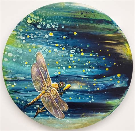 Mystical Dragonfly Acrylic Painting On Canvas Etsy