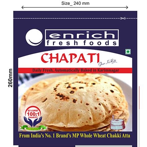 Ldpe Enrich Chapati Printed Laminated Film Pouches For Packaging At