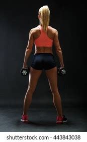 Sexy Brunette Posing Topless Boxing Gloves Stock Photo