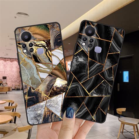 Golden Green Marble Infinix Hot 11s NFC Phone Case Casing Matte Black Silicone Soft Full Cover