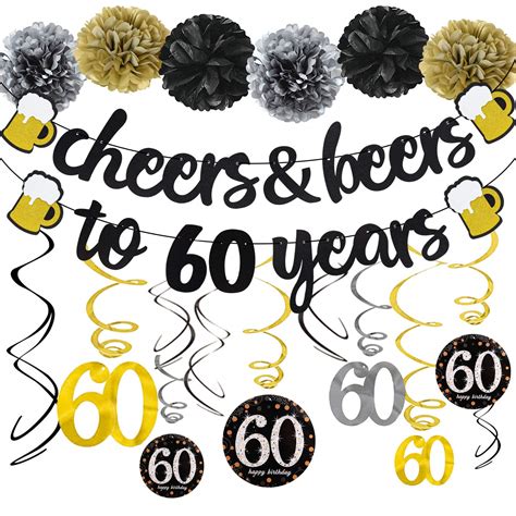 Buy 60th Birthday Party Decorations Kit Cheers S To 60 Years Banner 6