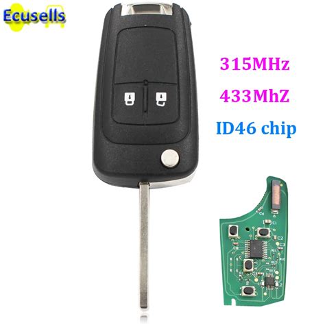 2 Buttons Folding Flip Remote Key Fob 315MHz 433mhz With ID46 Chip For