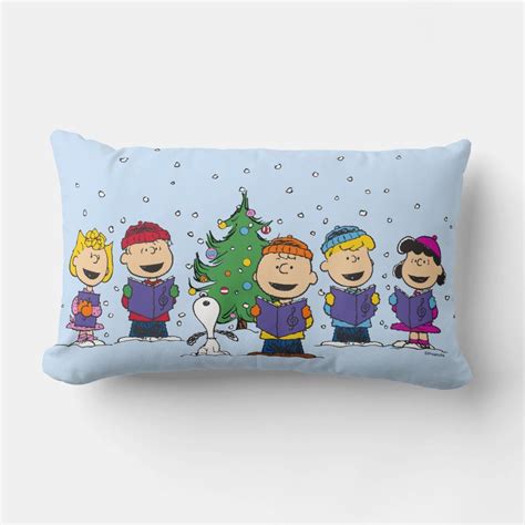 Peanuts Christmas Caroling Lumbar Pillow Zazzle Decorative