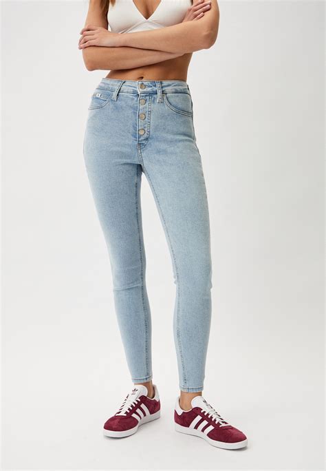 Джинсы Calvin Klein Jeans HIGH RISE SUPER SKINNY ANKLE, цвет: голубой ...