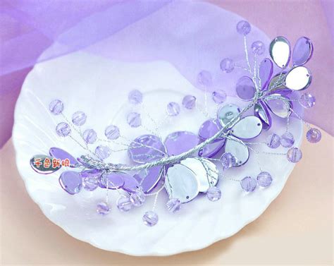 Buy Wholesale Plum Flower Purple Crystal Bead Hairwear Wedding Bride