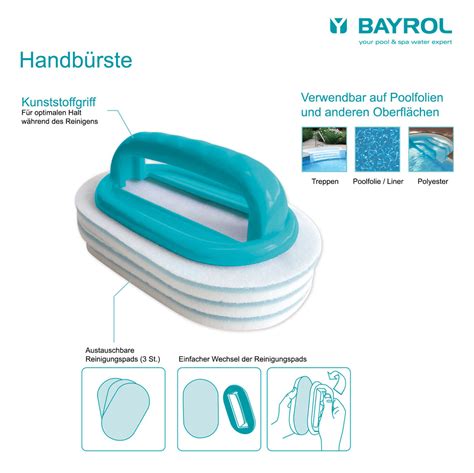 Bayrol Brosse Main Avec Interchangeables Pads De Nettoyage Piscine Pool