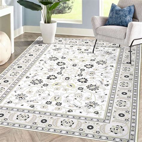 GlowSol 9x12 Large Washable Area Rug Floral Print Rug Farmhouse Vintage