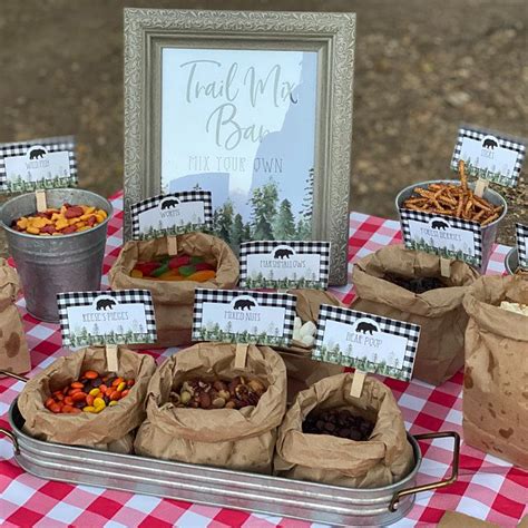 Trail Mix Bar Sign Rustic Woodland Decor Woodsy Greenery Trail Mix