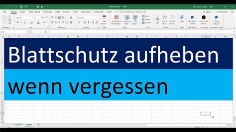 Excel Blattschutz Aufheben Passwort Vergessen Youtube