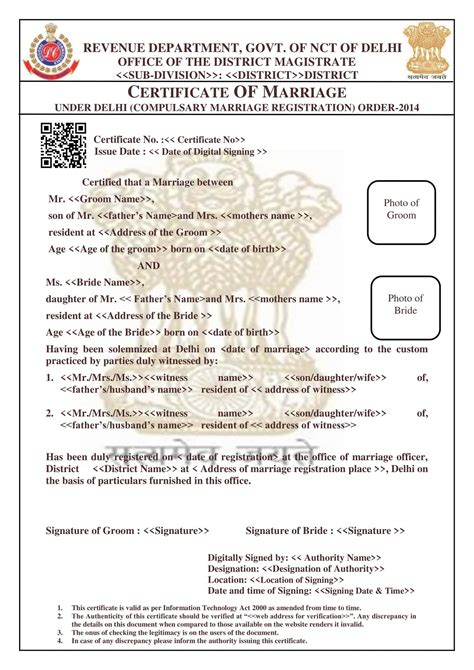 Free Printable Marriage Certificate Templates Word Pdf Editable