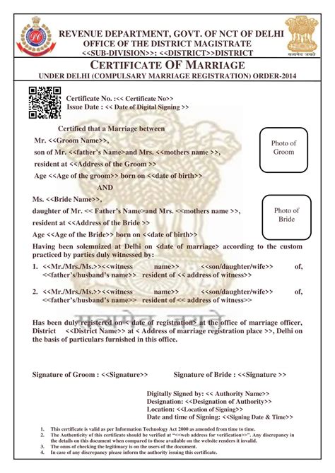 Free Printable Marriage Certificate Templates [word Pdf] Editable