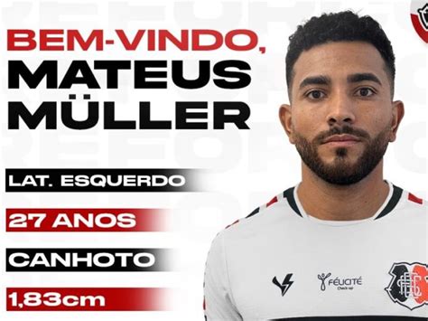 Santa oficializa contratação do lateral esquerdo Mateus Muller Folha PE