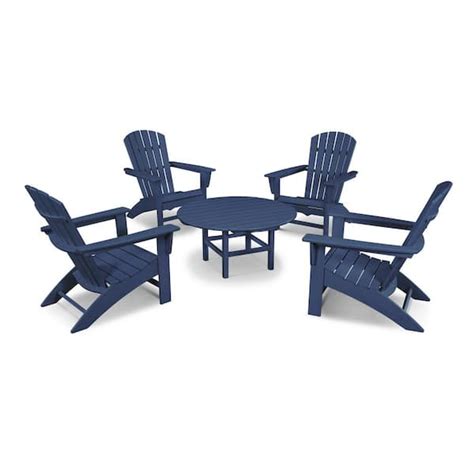 Polywood Grant Park Navy 5 Piece Hdpe Plastic Traditional Curveback