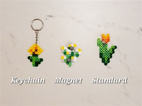 Minecraft Flowers Tulip Blue Orchid Lily Of The Valley Perler Bead Keychains And Magnets Etsy