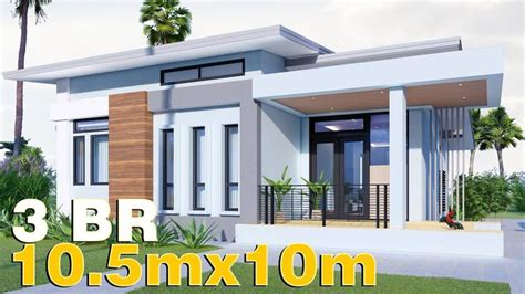 BUNGALOW House PLAN 10 5x10m 100SQM W 3 Bedrooms FULL PLAN Small