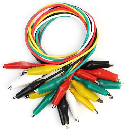 10 X Alligator Crocodile Clip Test Leads 5 Color Jumper Wires Cable