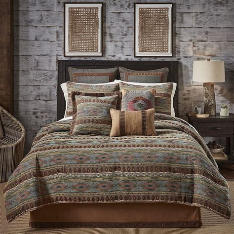 Red Blue Golden Brown Southest Theme Comforter Queen Set Stylish Native