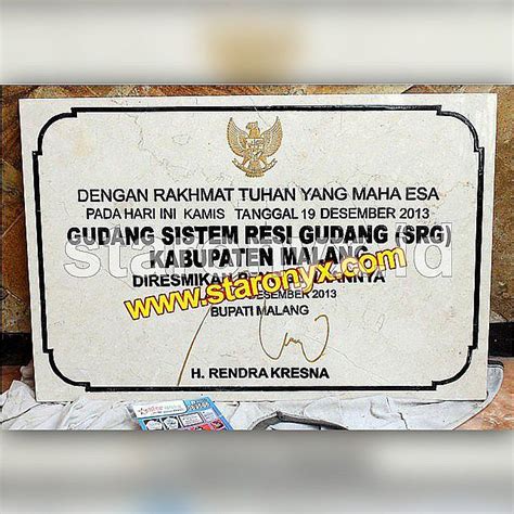 Prasasti Peresmian Makam Prasasti Peresmian Gudang Star Onyx