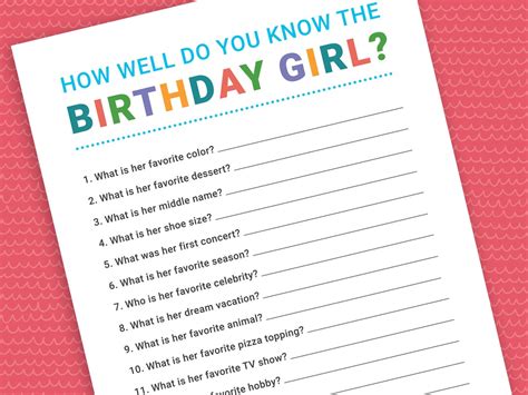 How Well Do You Know The Birthday Girl Game Birthday Party Games For