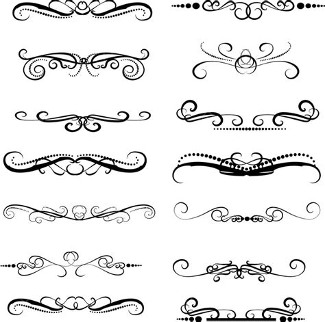 Dividers Set Vector PNG Images Set Of Decorative Florish Dividers