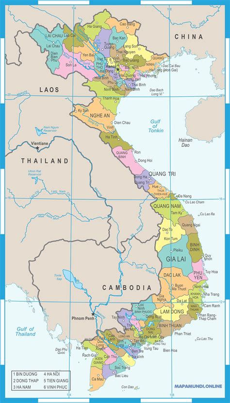 Mapa de Vietnam Político Físico Calidad HD Para Imprimir 2025