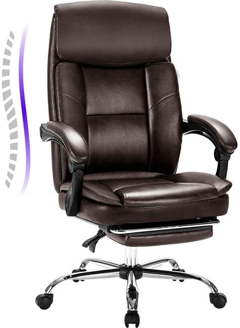 Rimiking Big & Tall Office Chair with Footrest- Bonded Leather Desk ...