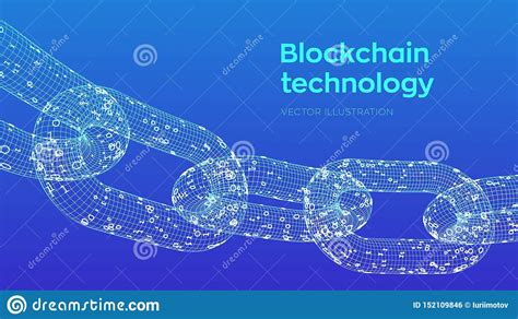 Block Chain Crypto Currency Blockchain Concept D Wireframe Chain