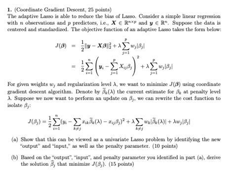 1 Coordinate Gradient Descent 25 Points The