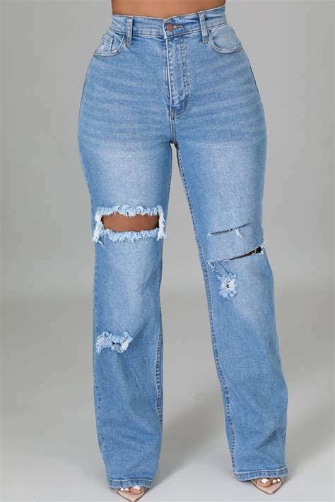 Wholesale Blue Fashion Casual Solid Ripped High Waist Regular Denim