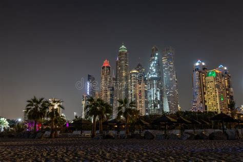 Night View Around from JBR Beach To Dubai Marina at Jumeirah Beach with ...