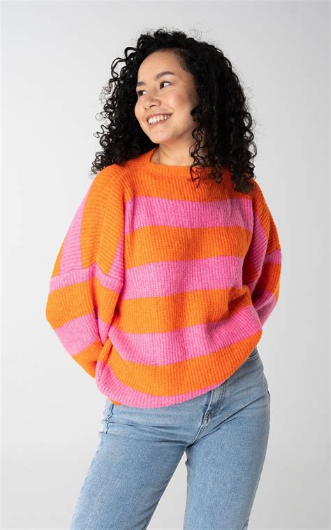 Oversized Gestreepte Trui Oranje Roze Guts Gusto