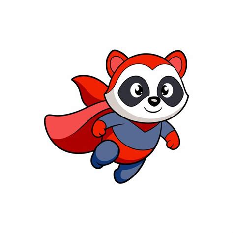 Cute Panda Super Hero Flying Cartoon Vector Illustration Premium AI