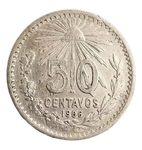 Moneda Original Plata 50 Centavos Resplandor 1906 Ley 0800 Envío gratis