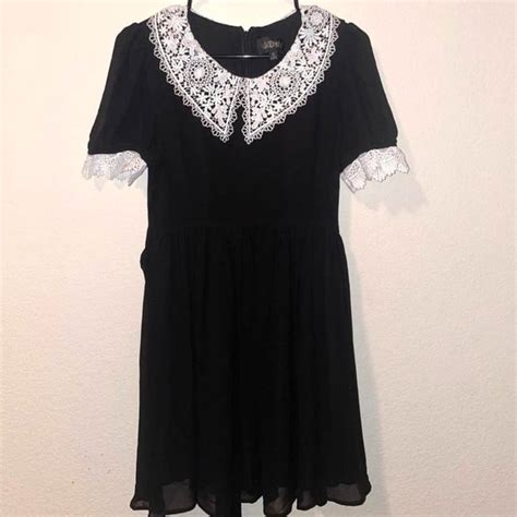 Dolls Kill Dresses Dollskill Widow Lace Collar Wednesday Addams