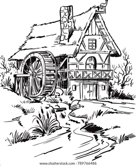 Old Water Mill Sketch: เวกเตอร์สต็อก (ปลอดค่าลิขสิทธิ์) 789766486 | Shutterstock