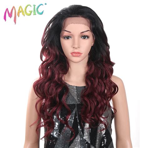 Magic Hair Ombre Wigs For Women Red Wigs Synthetic Lace Front Wigs