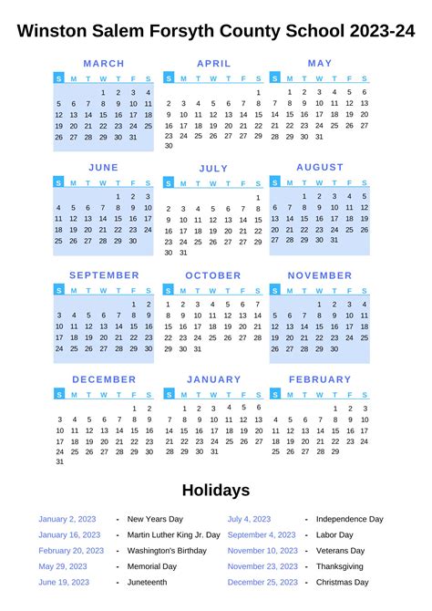 Winston Salem Forsyth County Schools Calendar 2023-24