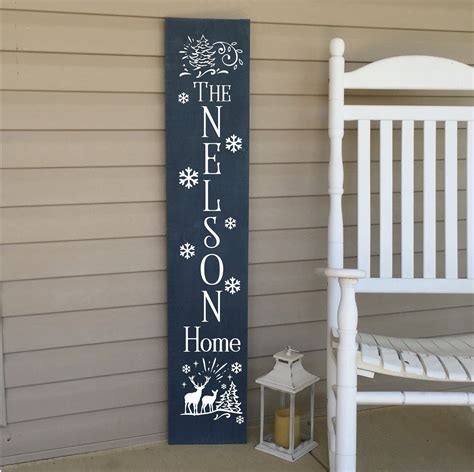 Porch Name Sign Front Porch Decor Family Name Sign Winter - Etsy