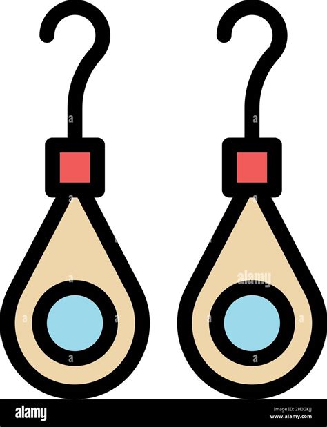 Drop Earrings Icon Outline Drop Earrings Vector Icon Color Flat