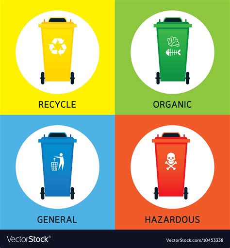 Waste Or Garbage Bin Separation Types Royalty Free Vector