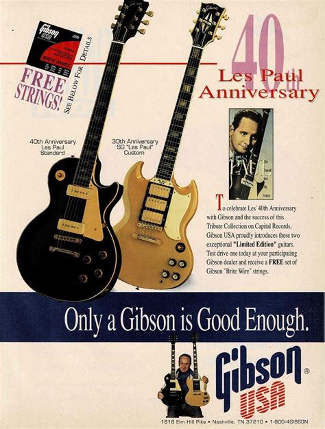 Gibson Guitars Les Paul Custom And Standard 1993 Print Advertisement