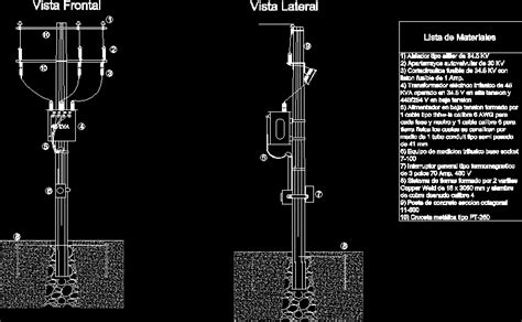 Subestacion Tipo Poste En Dwg Kb Librer A Cad