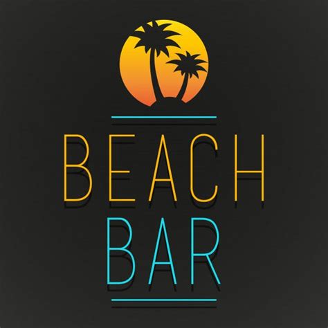 Logotipo De Beach Bar Tree Palm Beach Vector Premium Chiringuitos