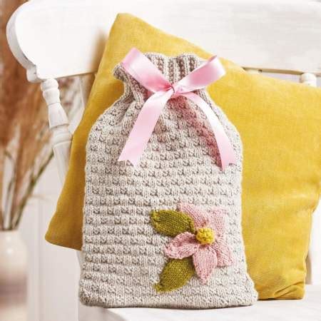 Flower Motif Hot Water Bottle Cover Knitting Patterns Let S Knit Magazine