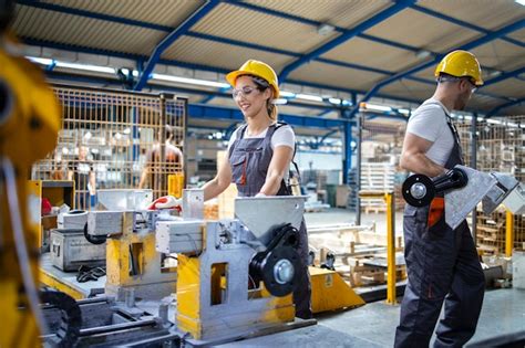 Premium Photo Industrial Employees Working Together In Factory